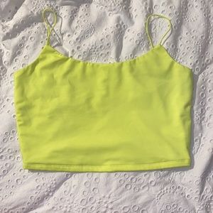 PacSun highlighter yellow spaghetti strap crop top